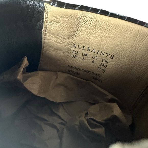 All Saints Havana Crocodile Leather Boots Size 8 - Picture 9 of 13